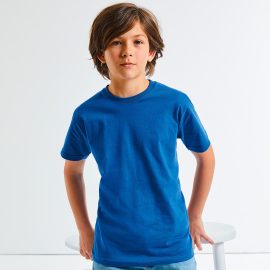 T-shirt unisex bambino manica corta con nastrino di rinforzo sul collo